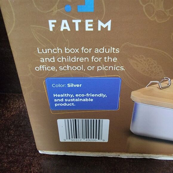 Stainless Steel Lunchbox Fatem For Adults Children Office School Silver 28Oz New - Picture 3 of 4